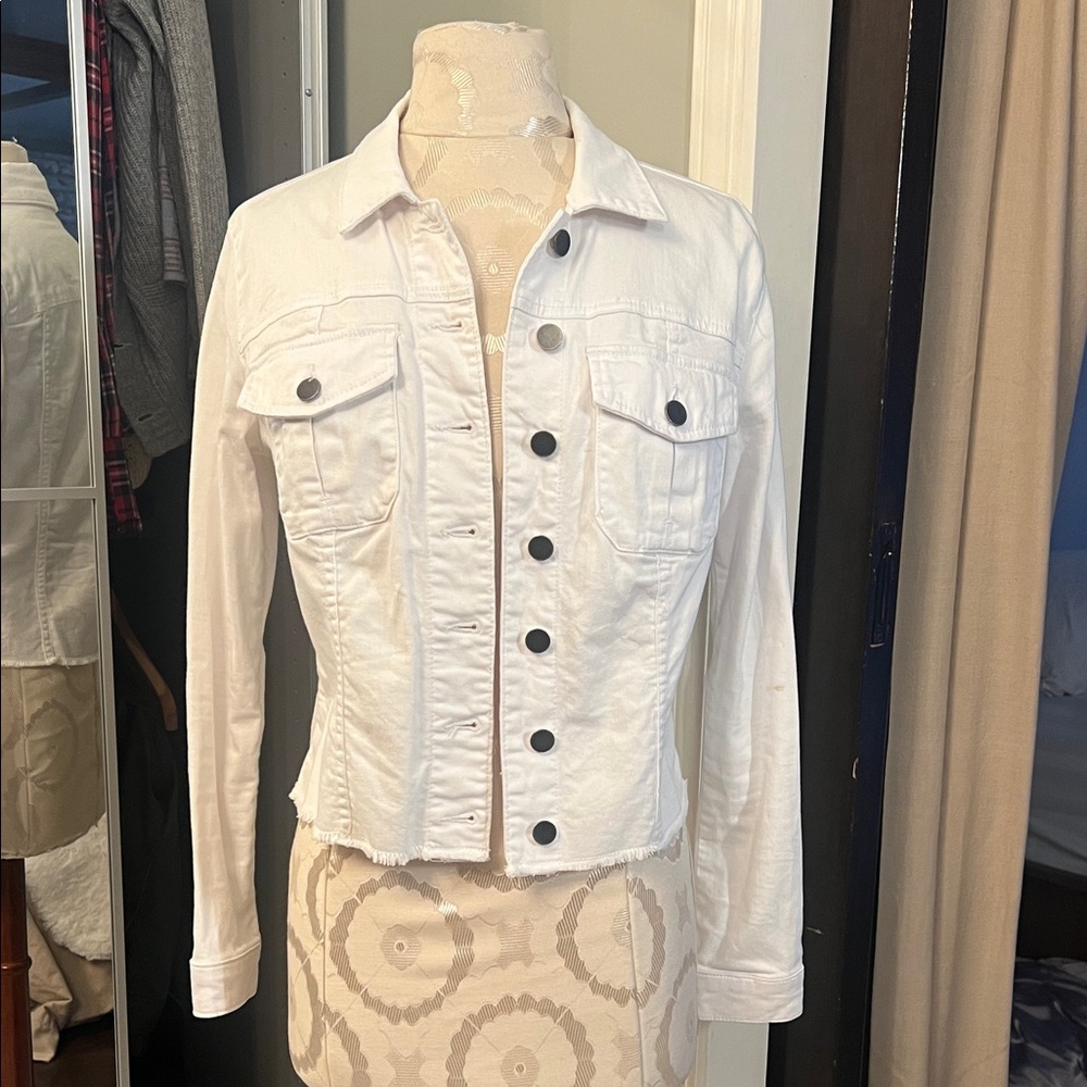 Kut from the Kloth White Denim Button-Front Jacket